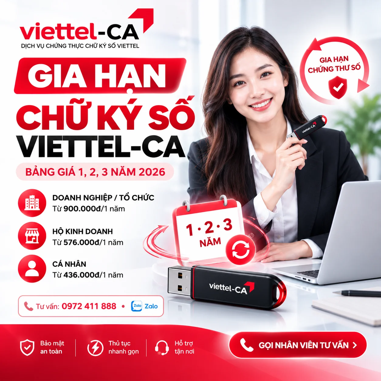 Gia hạn chữ ký số Viettel-CA USB Token