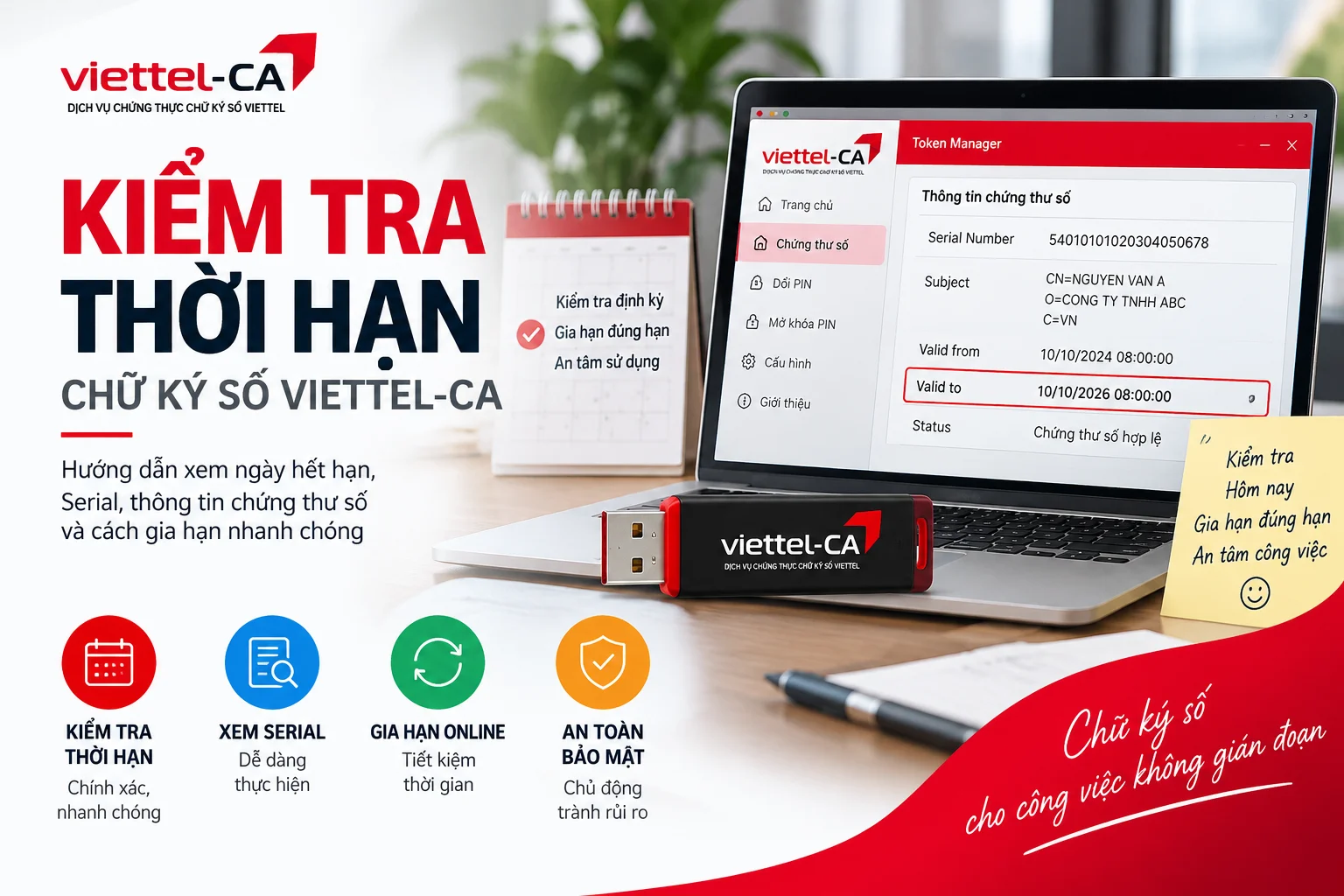 Kiểm tra thời hạn chữ ký số Viettel-CA trên USB Token
